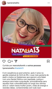 Secretária estadual de Saúde defende voto em Natália pela saúde de Natal; RN chega a ter mais de 50 pessoas à espera de uma UTI